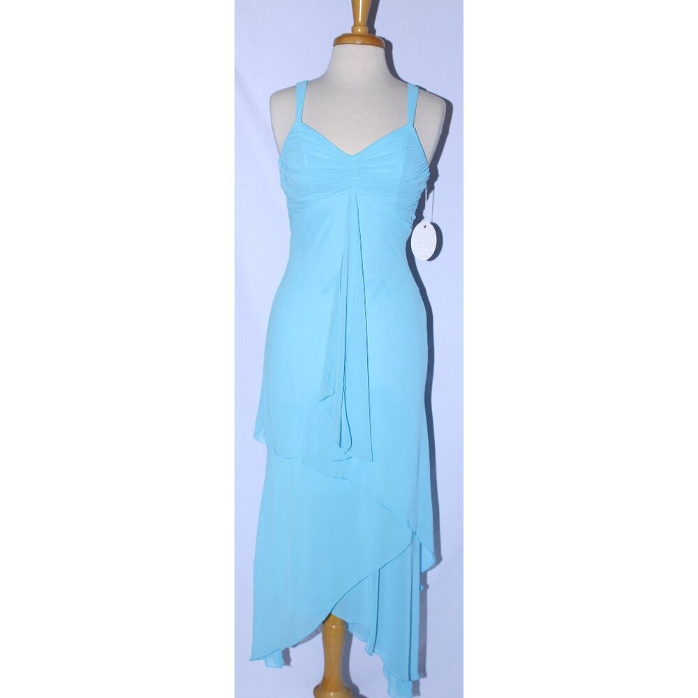 NWOT Poly USA #2562 Chiffon Hanky Hem Style Cruise Dress-Size S-TURQUOISE